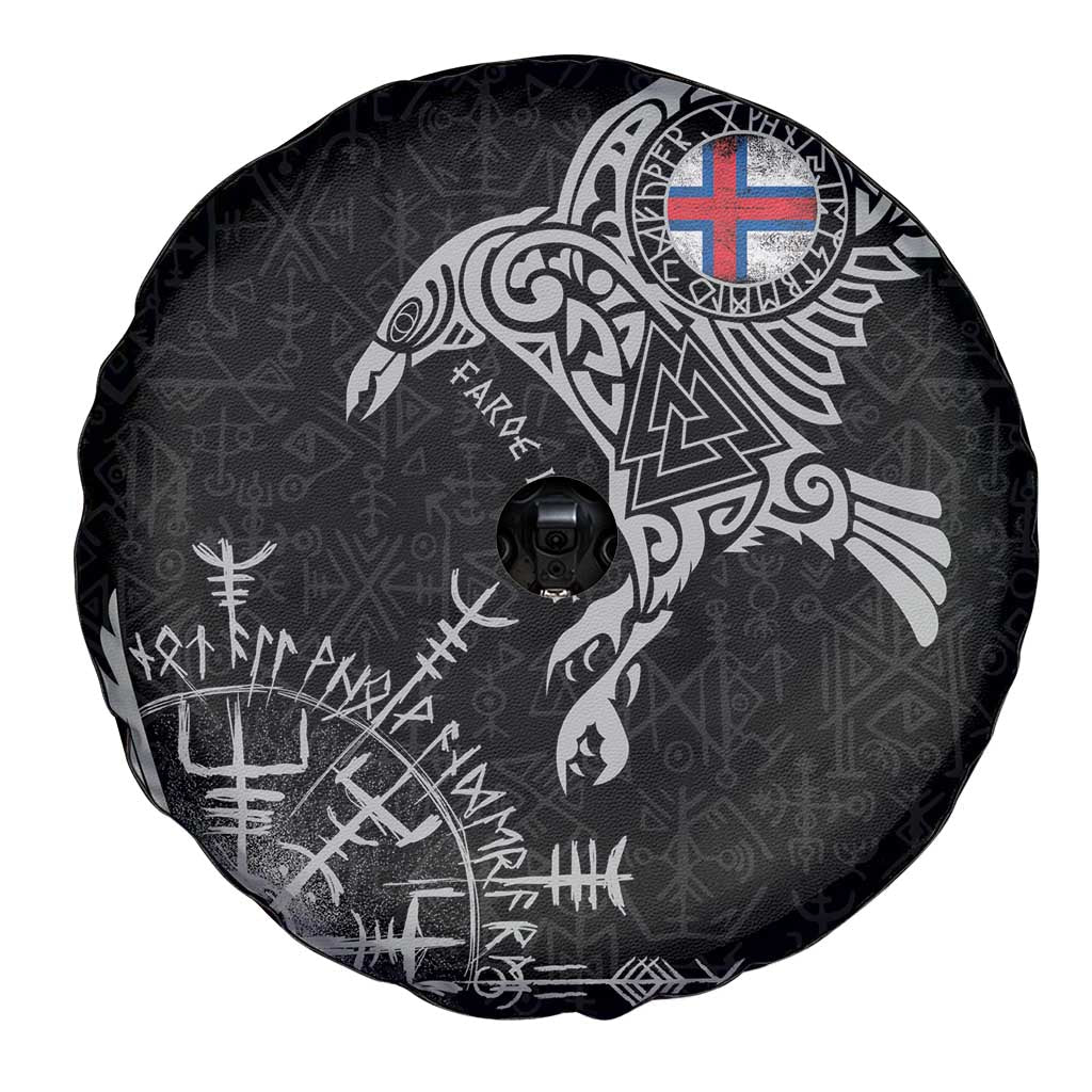 Faroe Islands Viking Ravens Spare Tire Cover Vegvisir Runes Pattern LT18