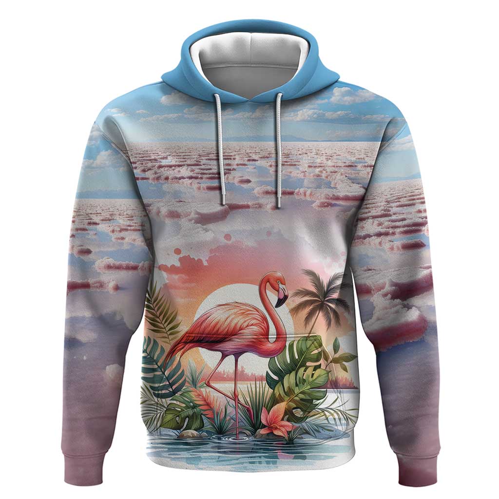 Personalized Bonaire Caribbean Flamingo Hoodie Pink Salt Flats LT18