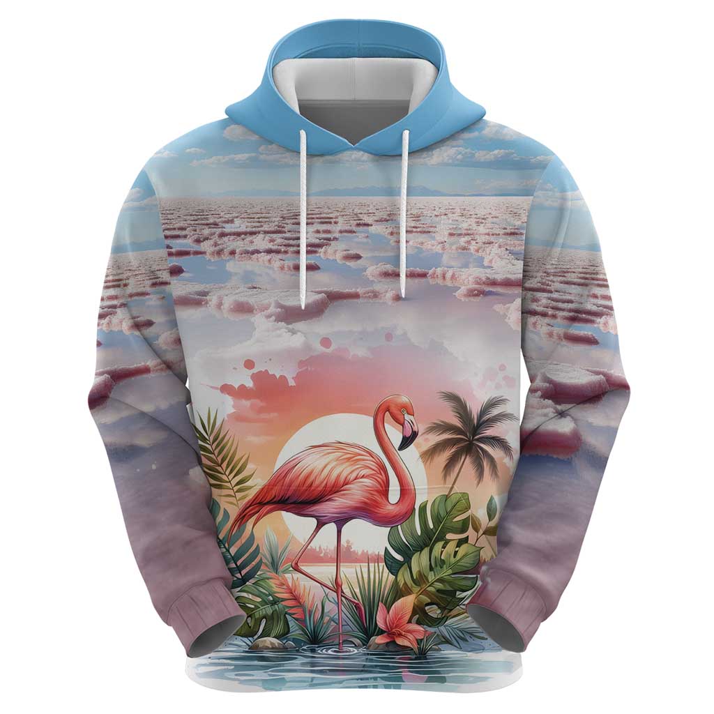 Personalized Bonaire Caribbean Flamingo Hoodie Pink Salt Flats LT18