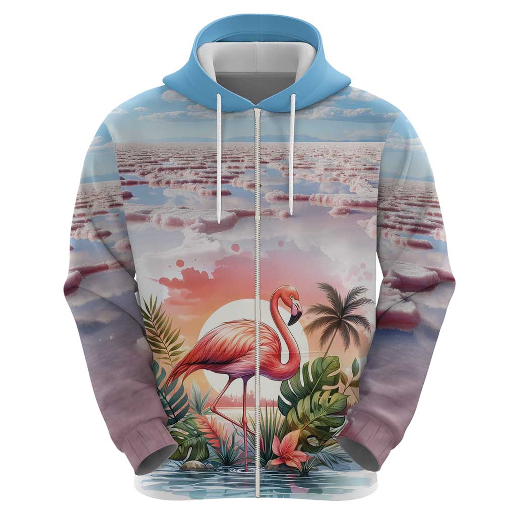Personalized Bonaire Caribbean Flamingo Hoodie Pink Salt Flats LT18