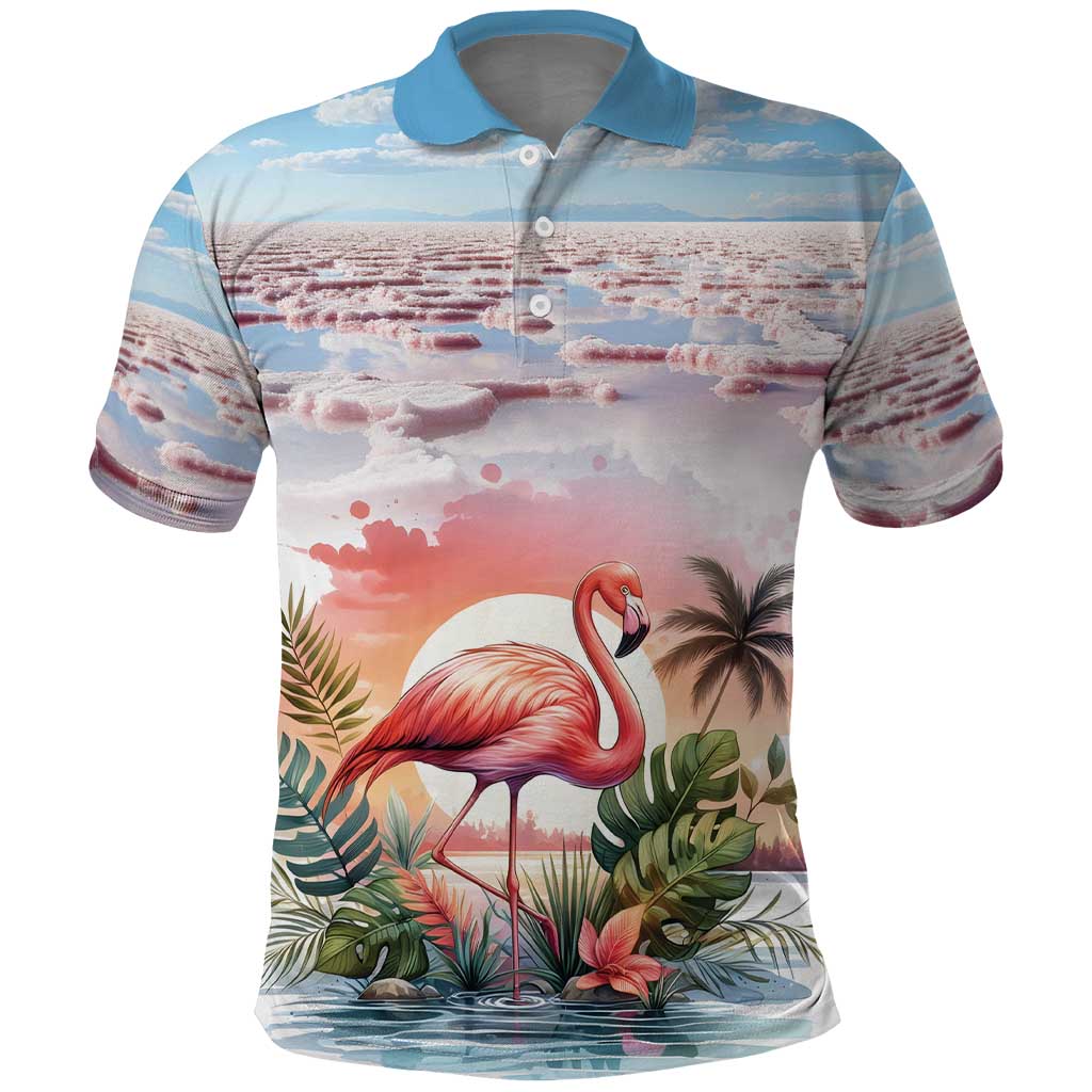 Personalized Bonaire Caribbean Flamingo Polo Shirt Pink Salt Flats LT18