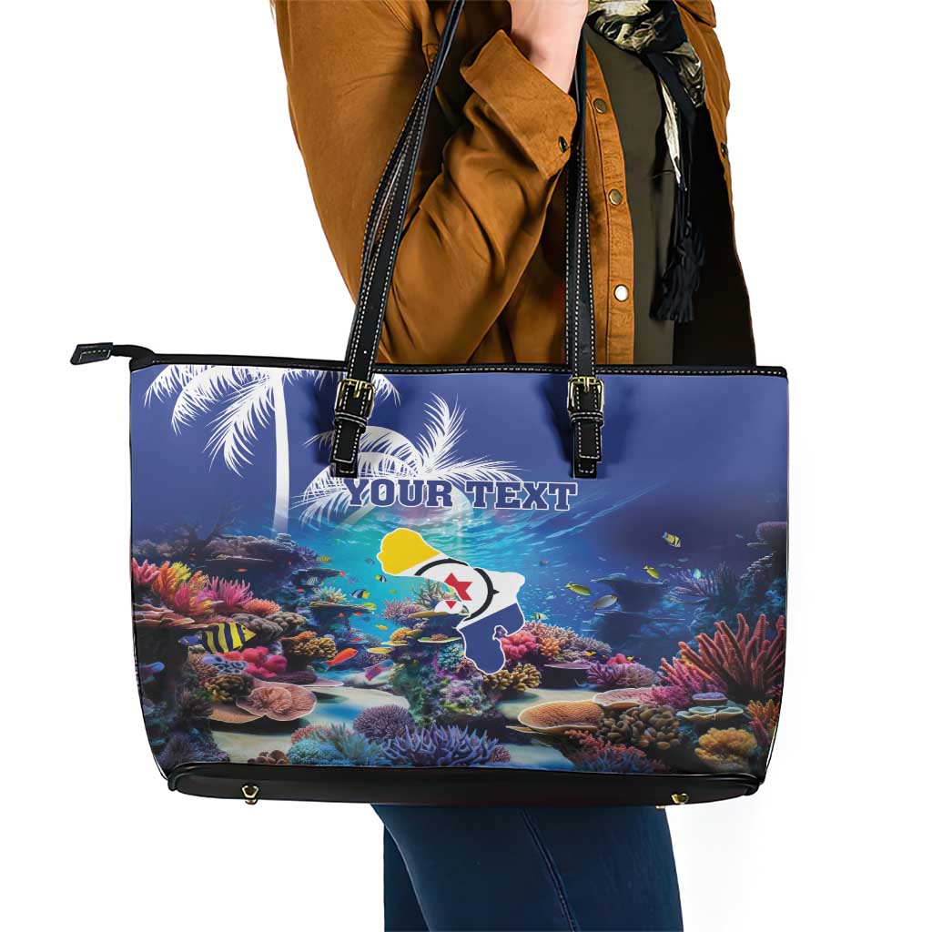 Personalized Bonaire Underwater Tropical Corals Reef Leather Tote Bag With Colorful Sea Fish LT18
