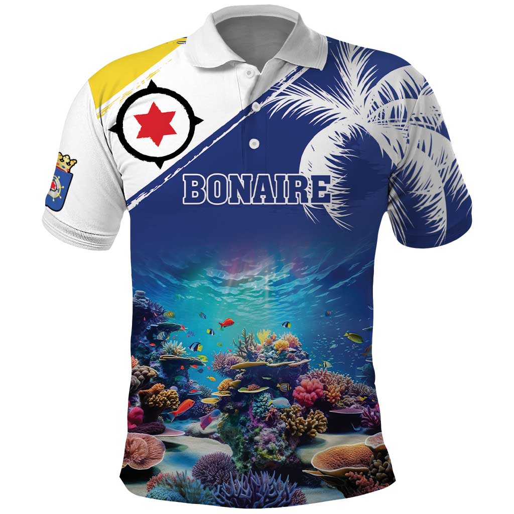 Personalized Bonaire Underwater Tropical Corals Reef Polo Shirt With Colorful Sea Fish LT18