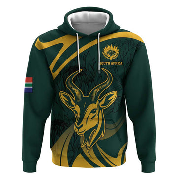 Personalized South Africa Springbok Hoodie With Trendy Protea Flowers Patterns LT18