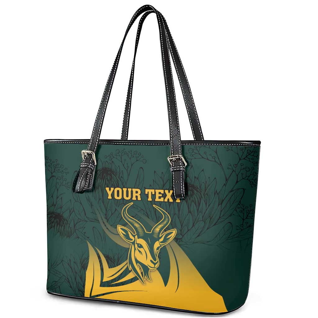 Personalized South Africa Springbok Leather Tote Bag With Trendy Protea Flowers Patterns LT18