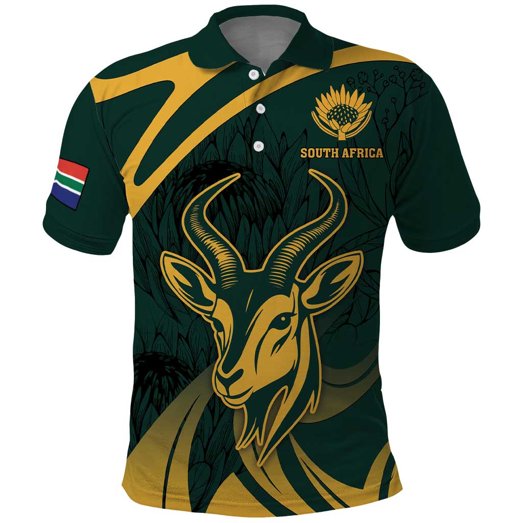 Personalized South Africa Springbok Polo Shirt With Trendy Protea Flowers Patterns LT18