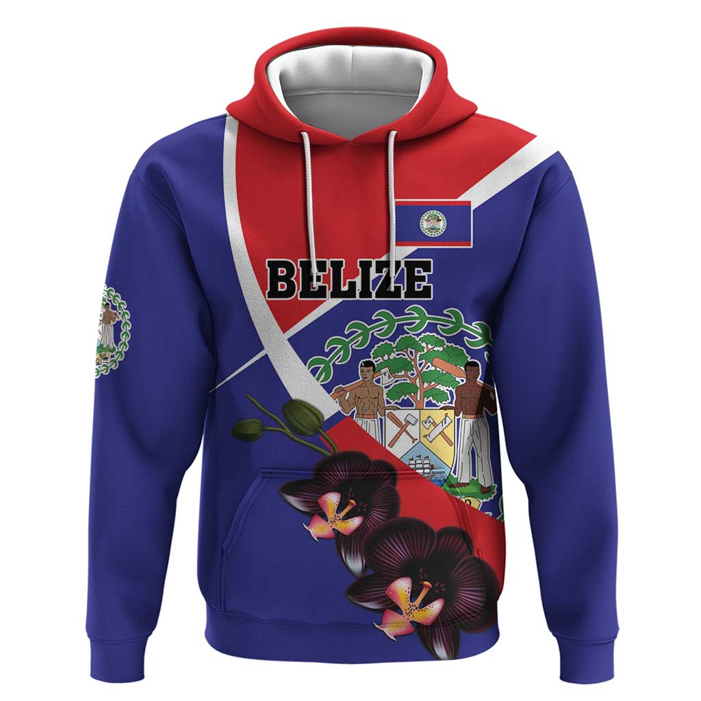 Personalized Belize Coat Of Arms Hoodie With Black Orchid Flowers LT18