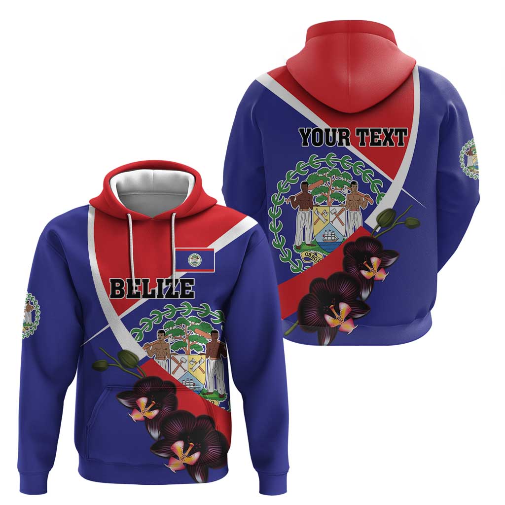 Personalized Belize Coat Of Arms Hoodie With Black Orchid Flowers LT18