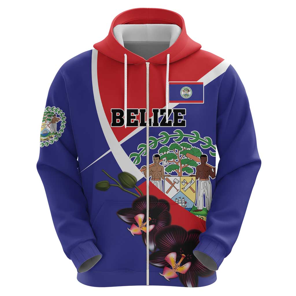 Personalized Belize Coat Of Arms Hoodie With Black Orchid Flowers LT18