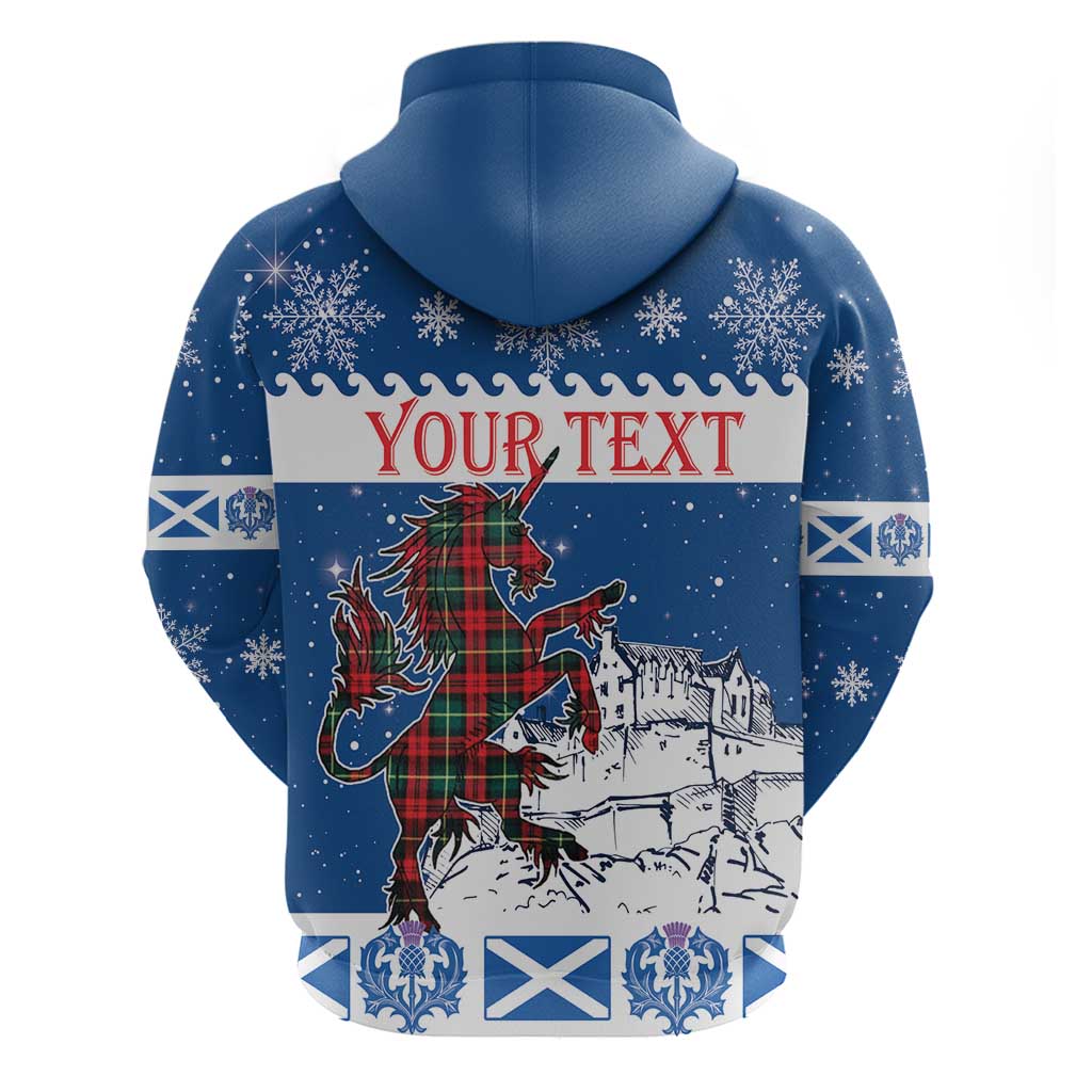 Personalized Scotland Christmas Hoodie Tartan Unicorn with Edinburgh Castle LT18
