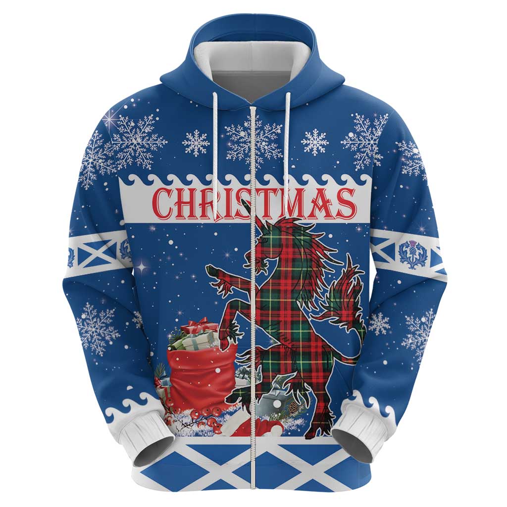 Personalized Scotland Christmas Hoodie Tartan Unicorn with Edinburgh Castle LT18
