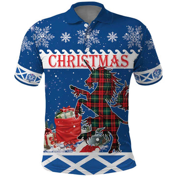 Personalized Scotland Christmas Polo Shirt Tartan Unicorn with Edinburgh Castle LT18