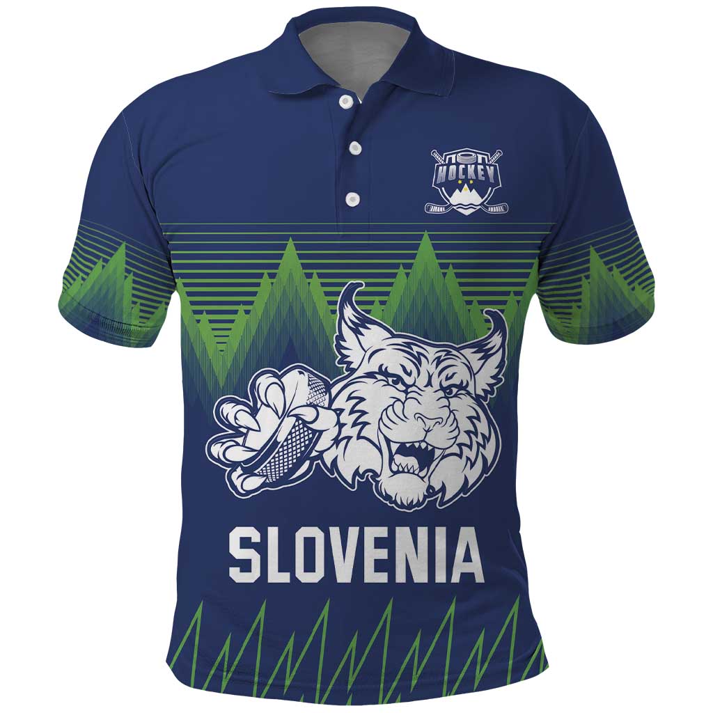 Custom Slovenia Hockey Polo Shirt Slovenija Lynx Mascot LT18