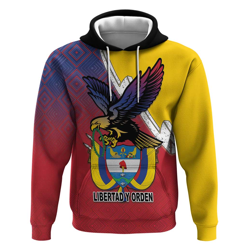 Colombia Coat Of Arms Hoodie With Flag Style And Folk Pattern LT18