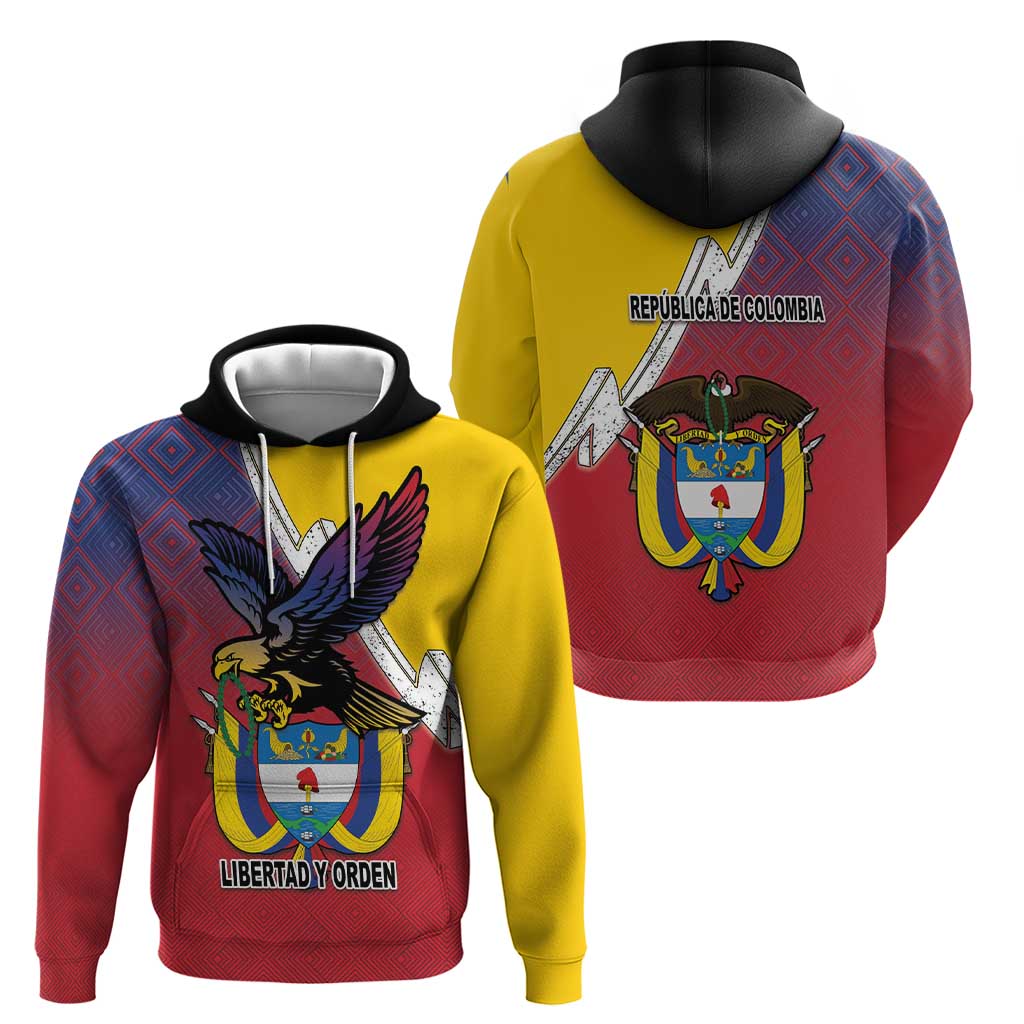 Colombia Coat Of Arms Hoodie With Flag Style And Folk Pattern LT18
