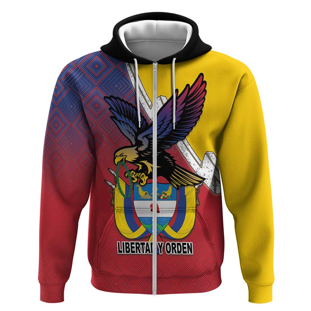 Colombia Coat Of Arms Hoodie With Flag Style And Folk Pattern LT18