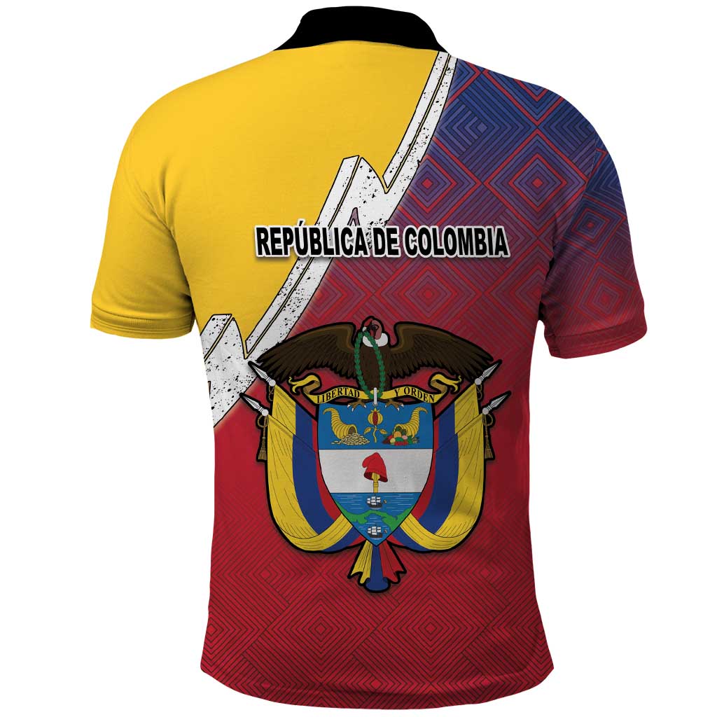Colombia Coat Of Arms Polo Shirt With Flag Style And Folk Pattern LT18