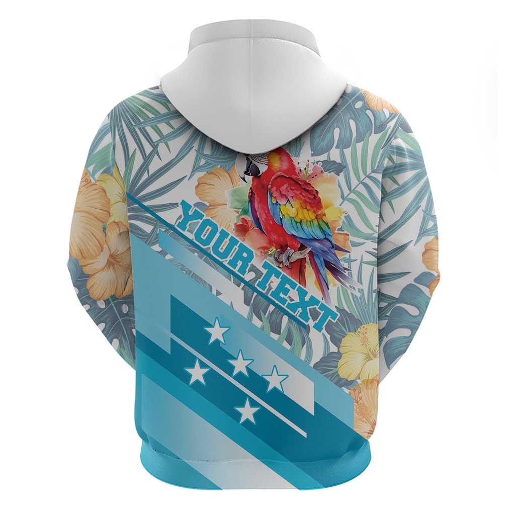 Personalized Roatan Honduras Hoodie Scarlet Macaw With Hibiscus Flowers LT18