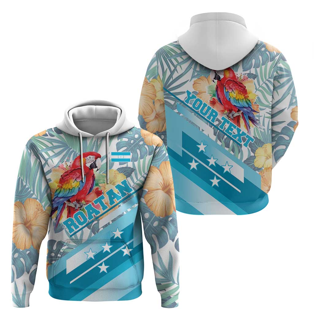 Personalized Roatan Honduras Hoodie Scarlet Macaw With Hibiscus Flowers LT18