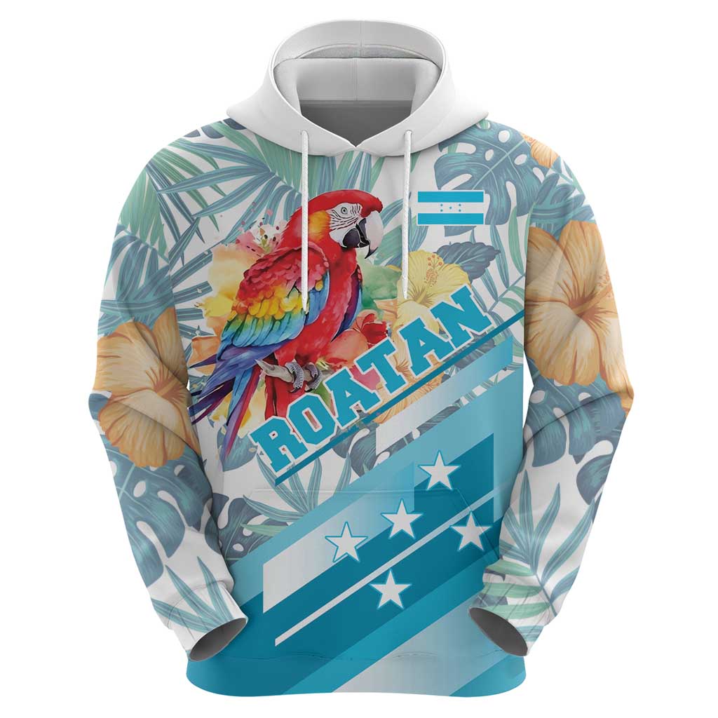 Personalized Roatan Honduras Hoodie Scarlet Macaw With Hibiscus Flowers LT18
