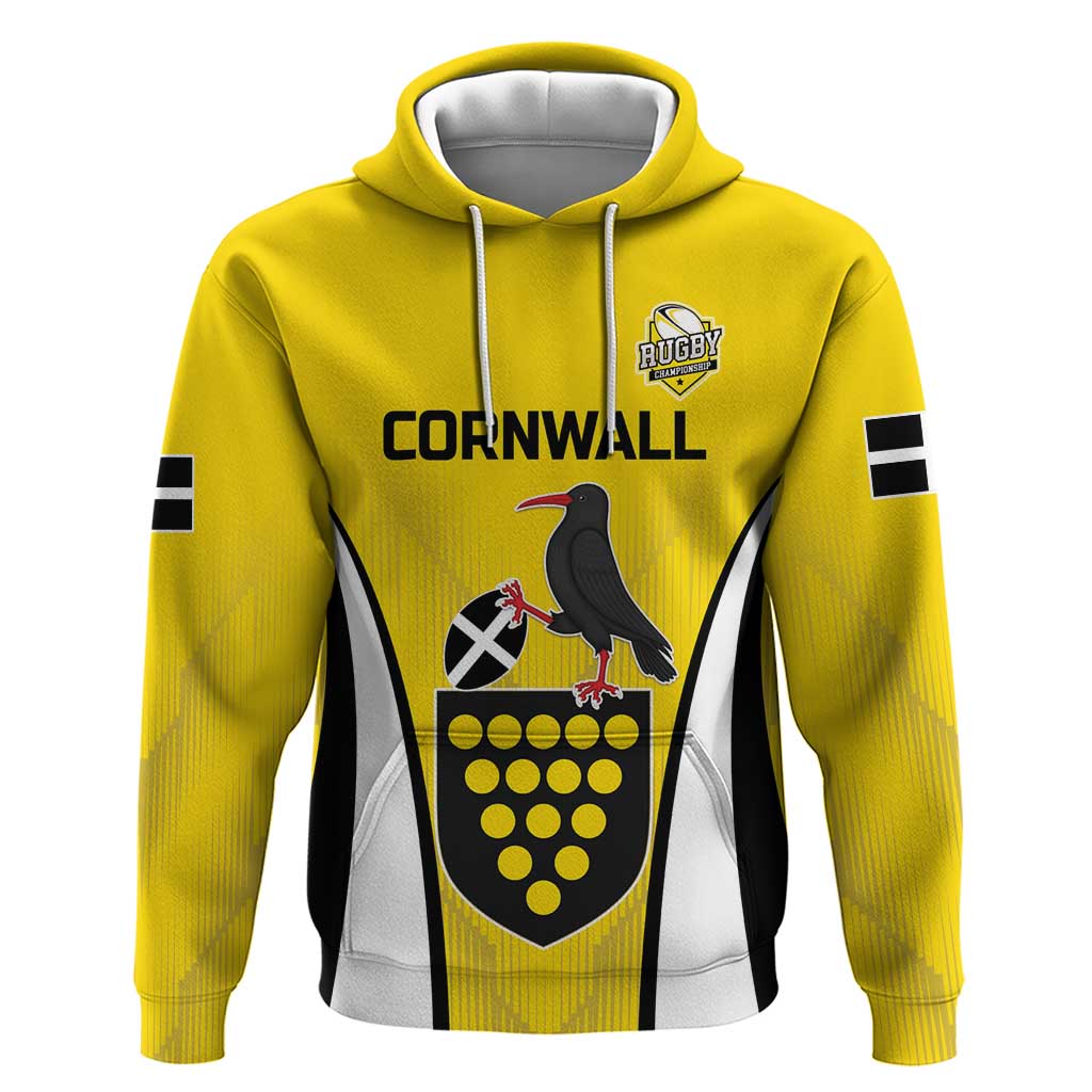 Custom Cornwall Rugby Hoodie Cornish Chough Go Champion LT18