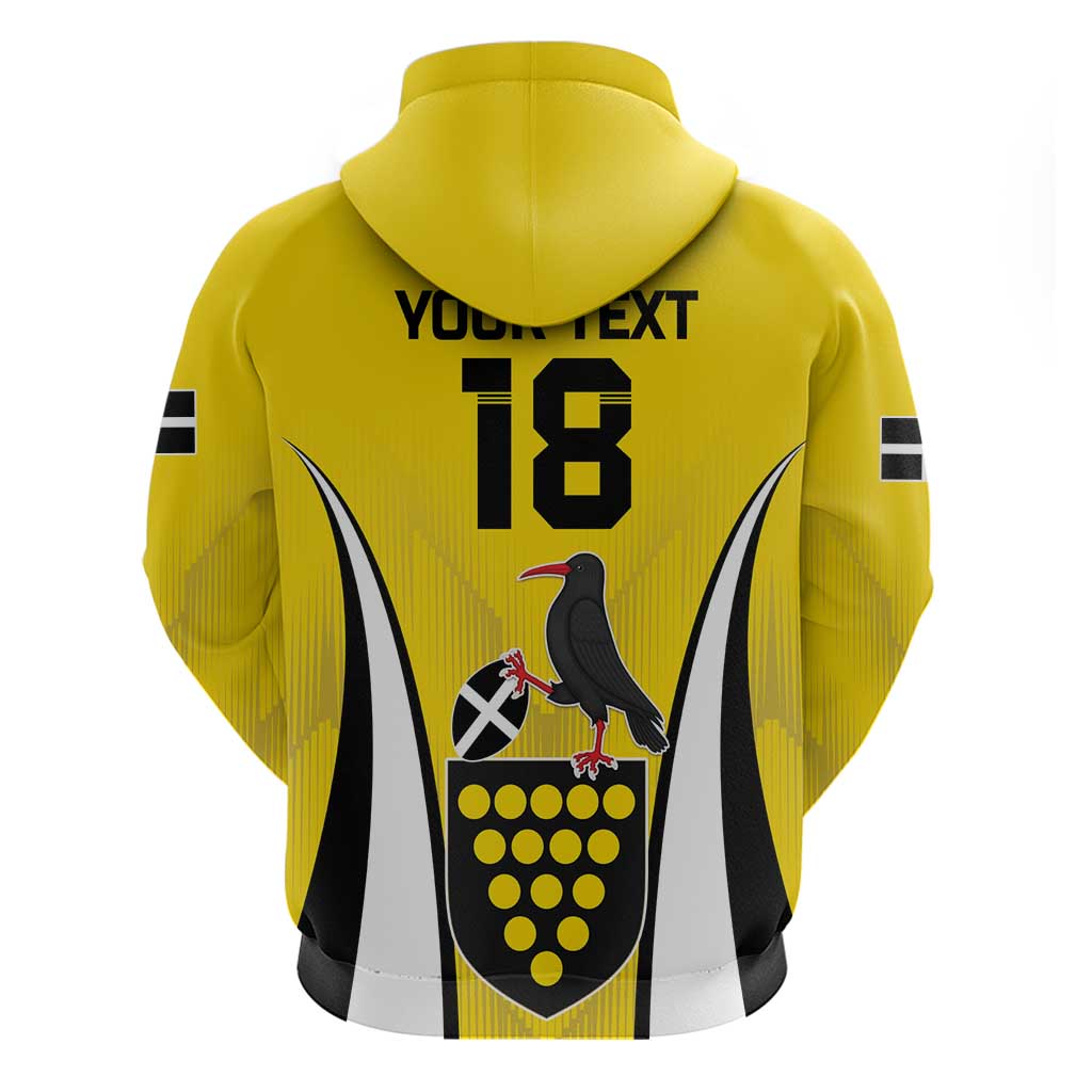 Custom Cornwall Rugby Hoodie Cornish Chough Go Champion LT18