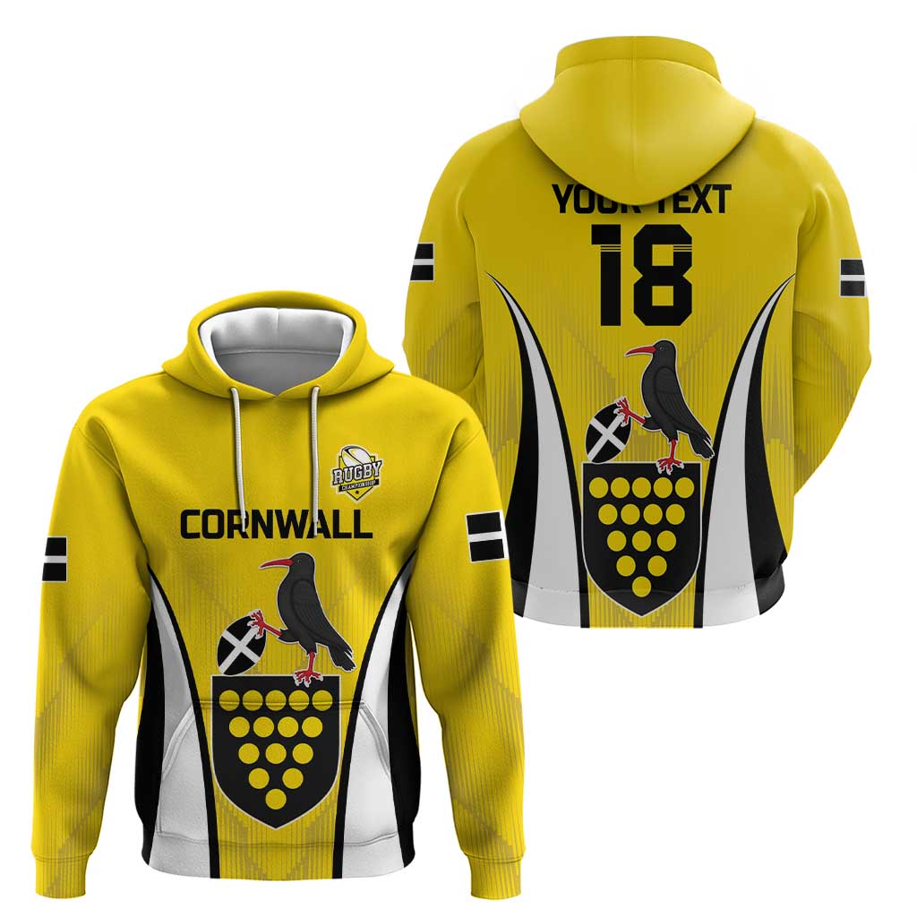 Custom Cornwall Rugby Hoodie Cornish Chough Go Champion LT18