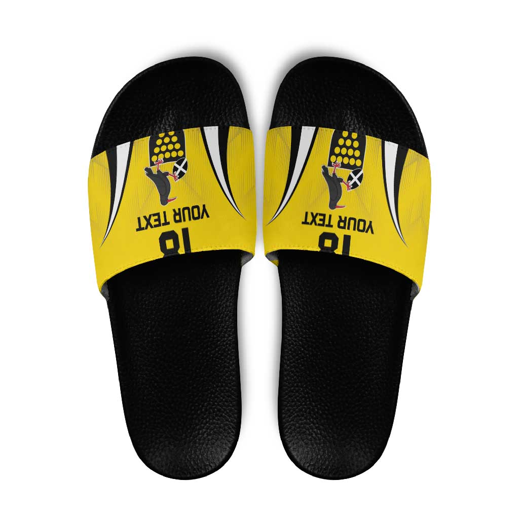 Custom Cornwall Rugby Slide Sandals Cornish Chough Go Champion LT18