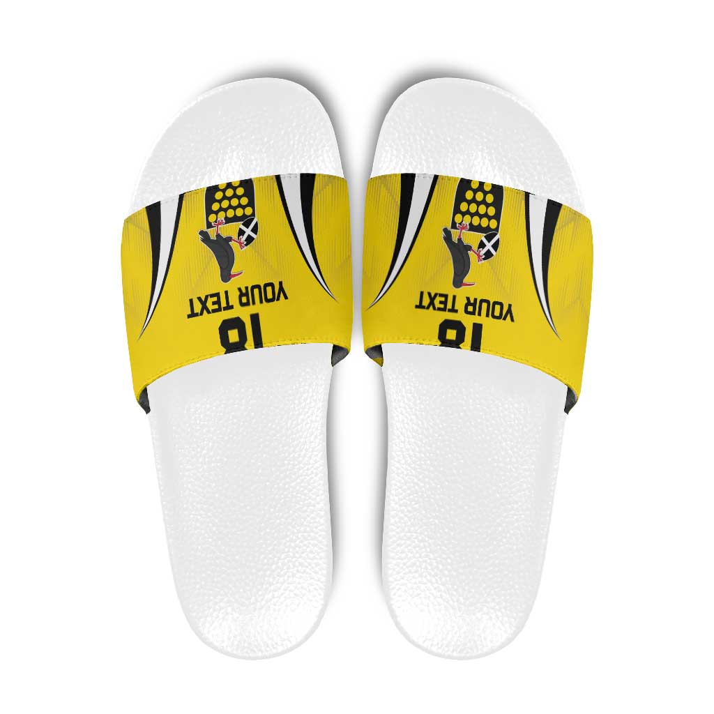 Custom Cornwall Rugby Slide Sandals Cornish Chough Go Champion LT18