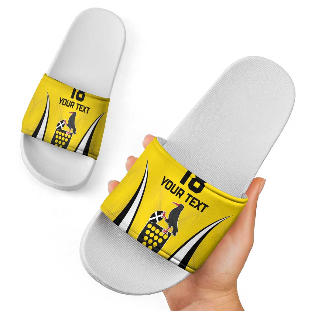 Custom Cornwall Rugby Slide Sandals Cornish Chough Go Champion LT18