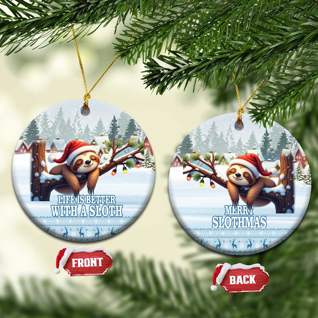Merry Slothmas Ceramic Ornament Life Is Better With A Sloth LT18