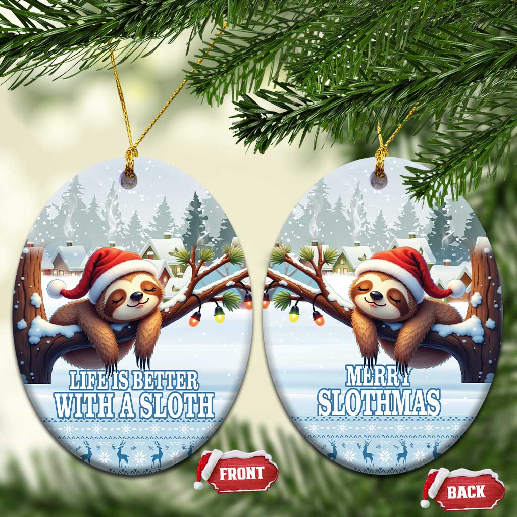 Merry Slothmas Ceramic Ornament Life Is Better With A Sloth LT18
