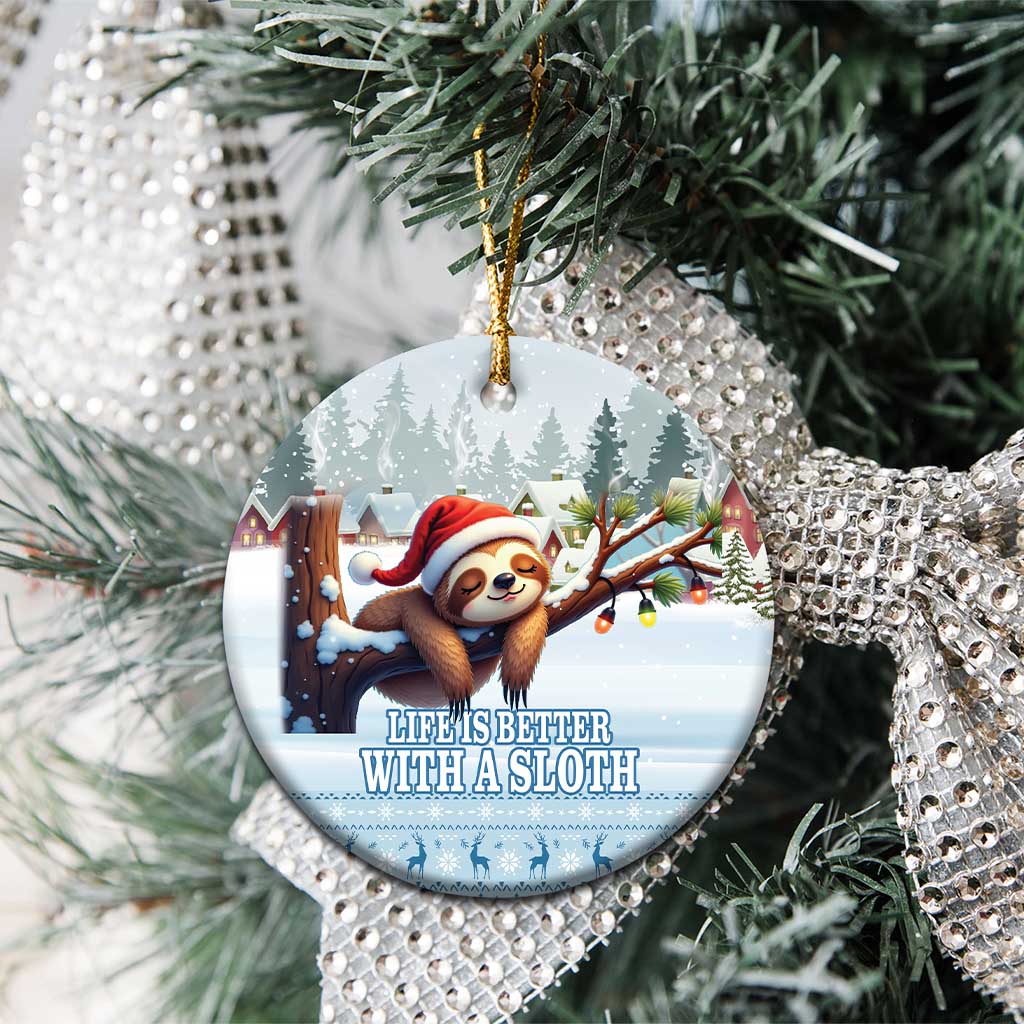 Merry Slothmas Ceramic Ornament Life Is Better With A Sloth LT18
