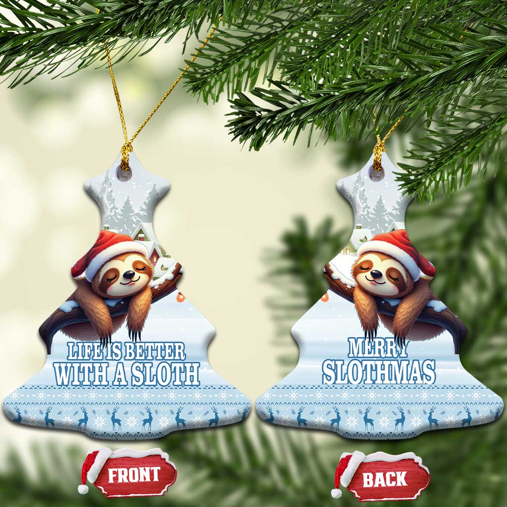 Merry Slothmas Ceramic Ornament Life Is Better With A Sloth LT18