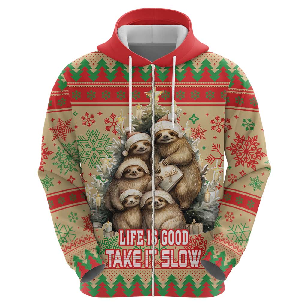 Slothy Christmas Hoodie Life Is Good Take It Slow LT18