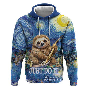 Sloth Starry Night Hoodie I'm Not Lazy LT18