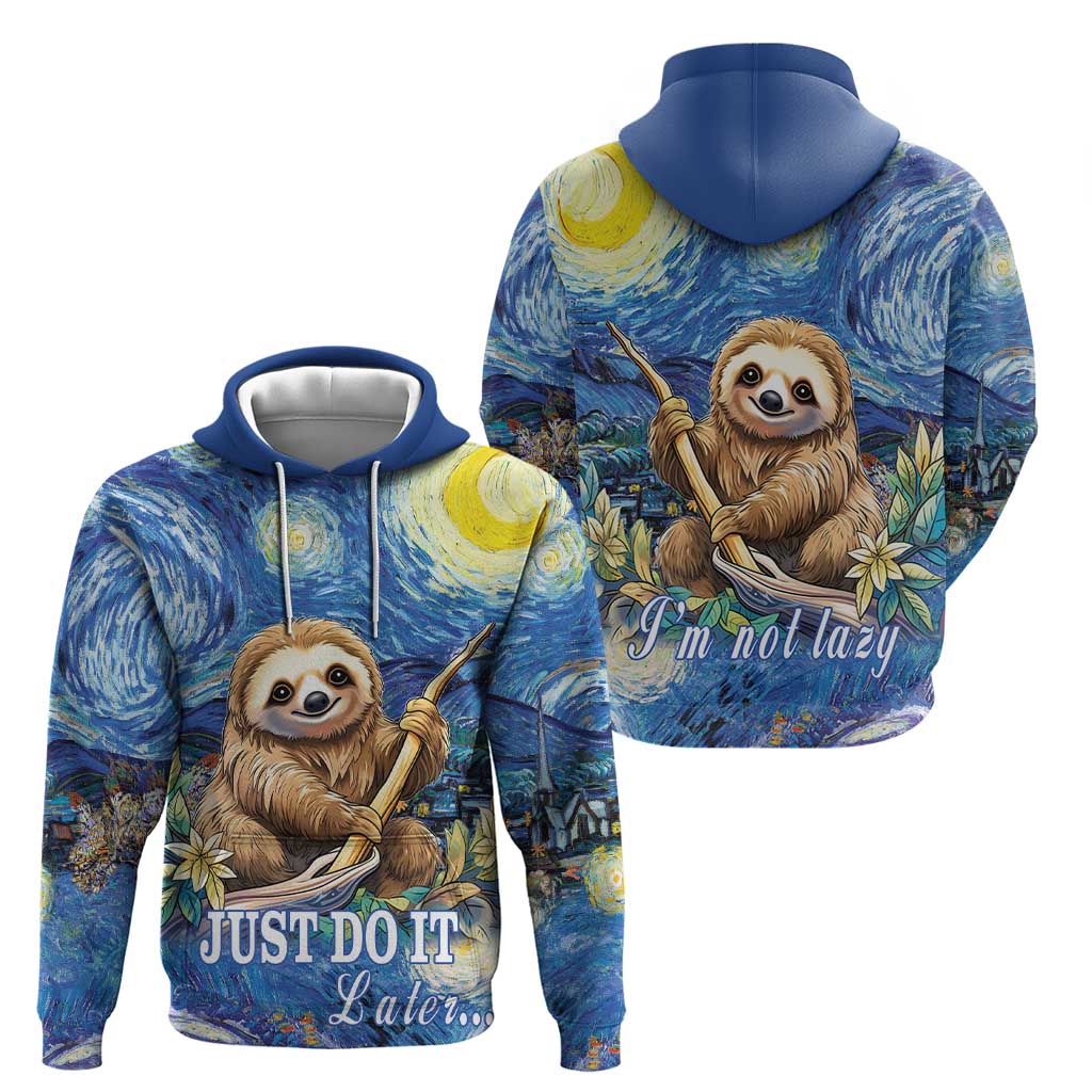 Sloth Starry Night Hoodie I'm Not Lazy LT18
