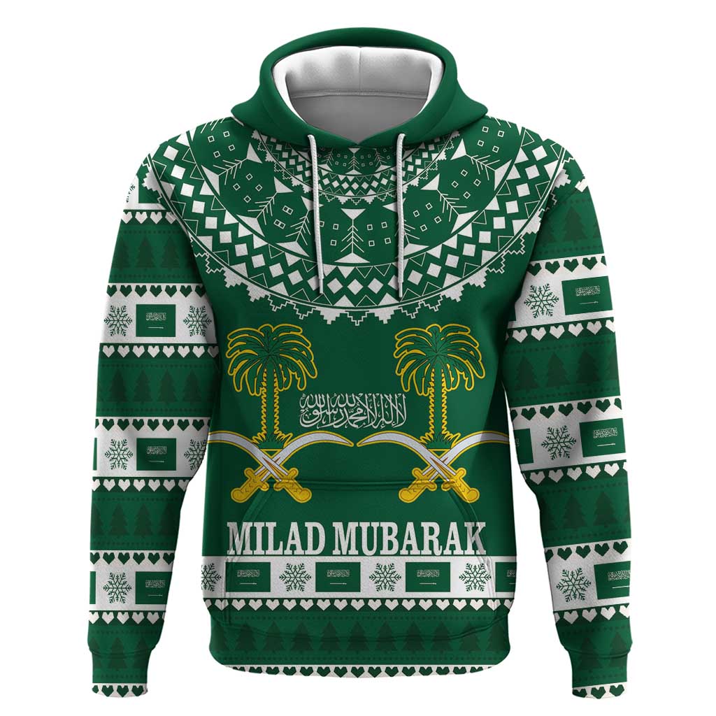 Saudi Arabia Christmas Hoodie Coat Of Arms Milad Mubarak LT18