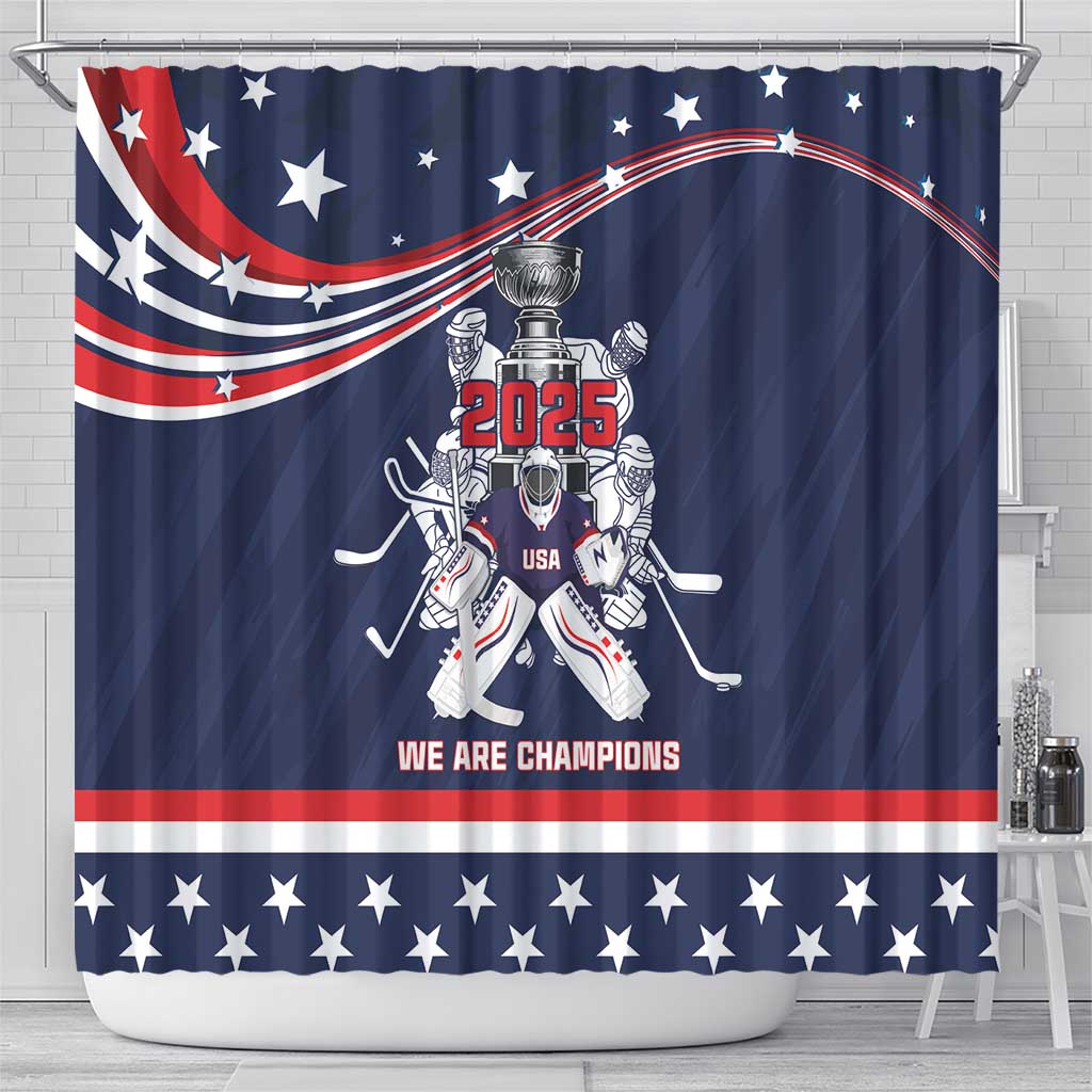 United States Ice Hockey Shower Curtain USA We Are Champions 2025 LT18