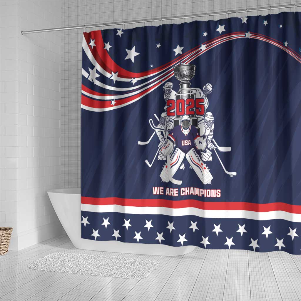 United States Ice Hockey Shower Curtain USA We Are Champions 2025 LT18