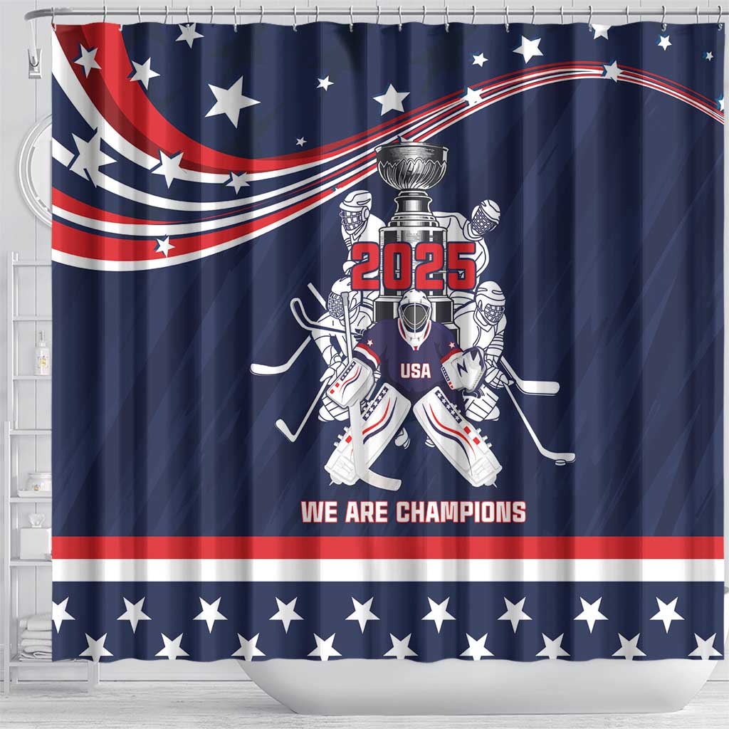 United States Ice Hockey Shower Curtain USA We Are Champions 2025 LT18