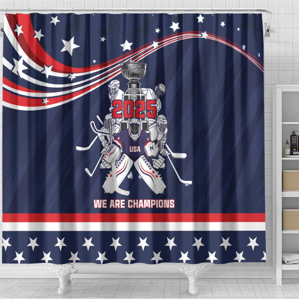 United States Ice Hockey Shower Curtain USA We Are Champions 2025 LT18