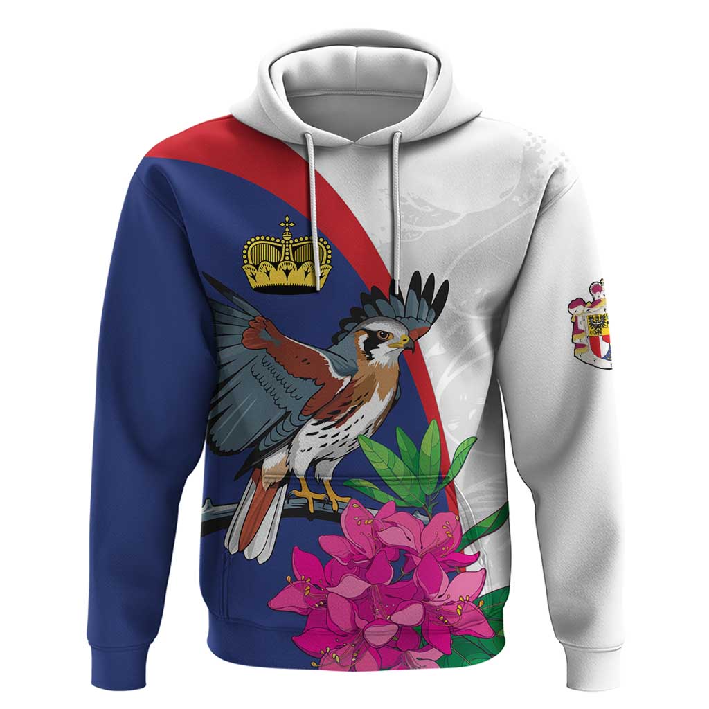Furstentum Liechtenstein Hoodie Kestrel With Alpine Rose Flower LT18