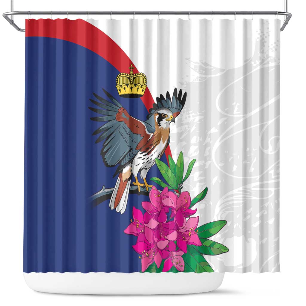 Furstentum Liechtenstein Shower Curtain Kestrel With Alpine Rose Flower LT18