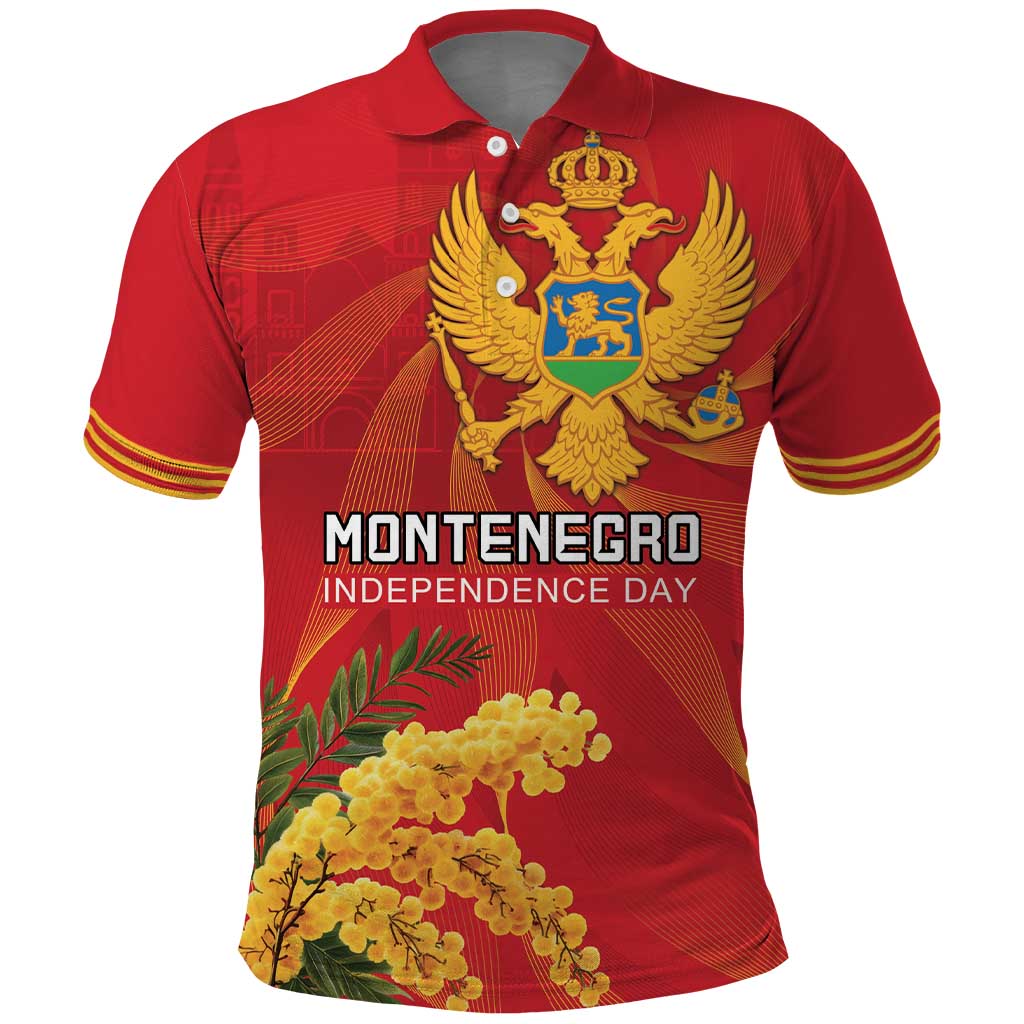 Personalized Montenegro Independence Day Polo Shirt Coat Of Arms With Mimoza LT18