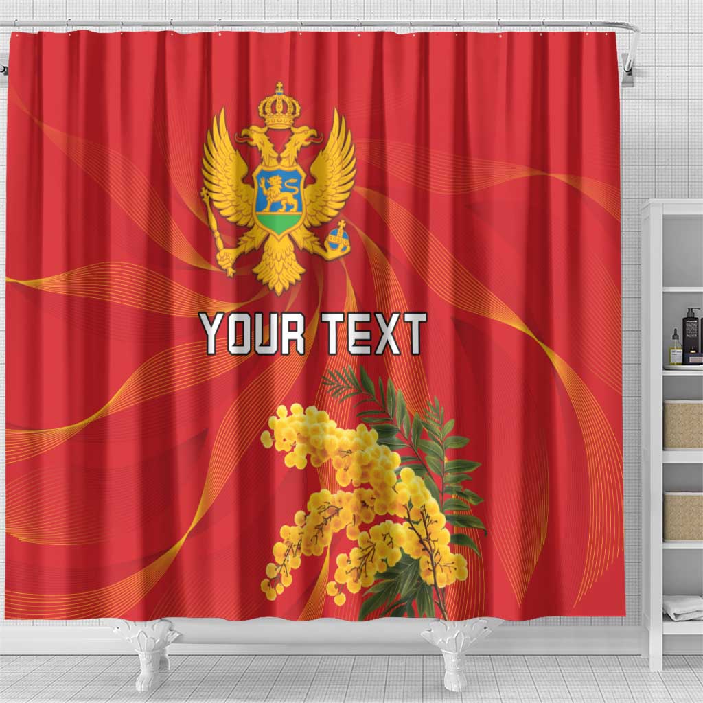 Personalized Montenegro Independence Day Shower Curtain Coat Of Arms With Mimoza LT18