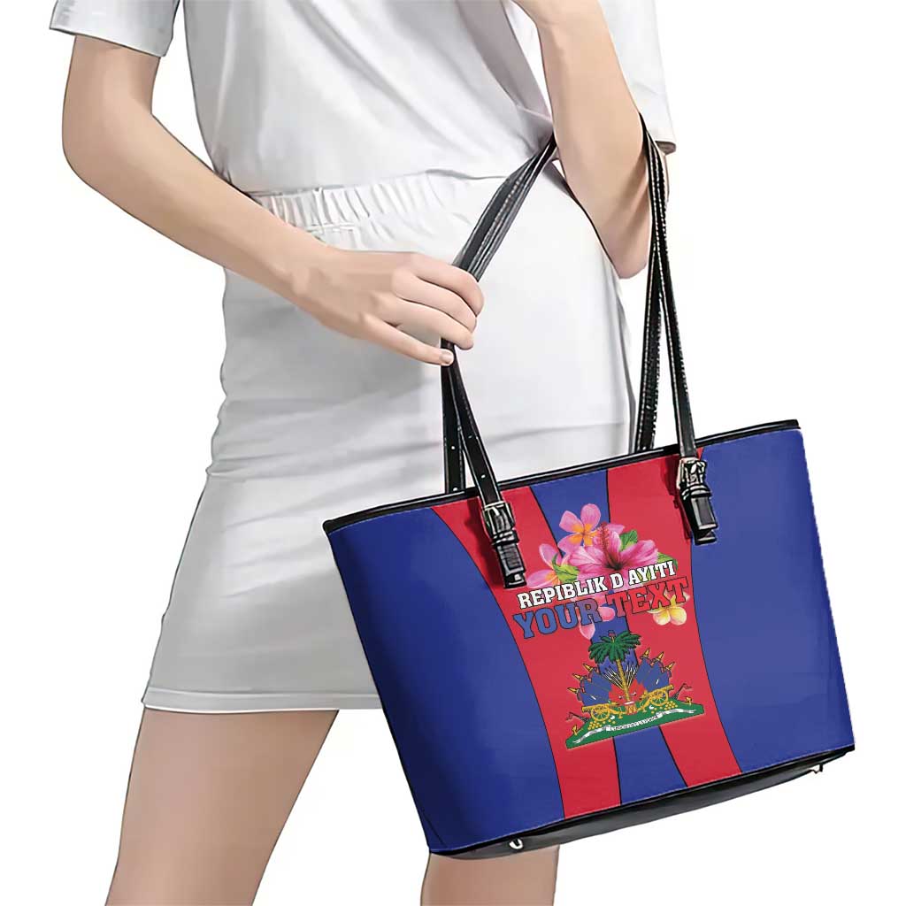 Personalized Haiti Coat Of Arms Leather Tote Bag With Flag Color LT18