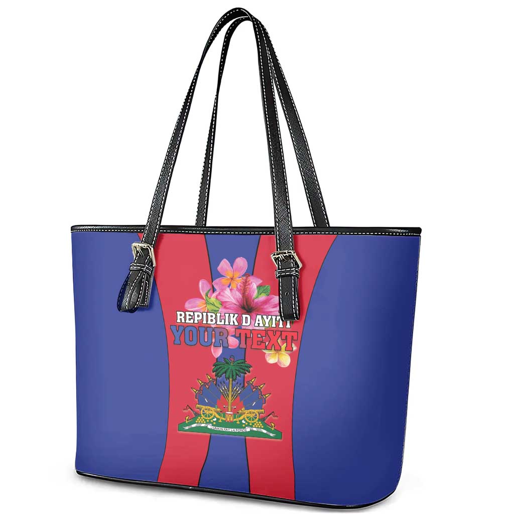 Personalized Haiti Coat Of Arms Leather Tote Bag With Flag Color LT18