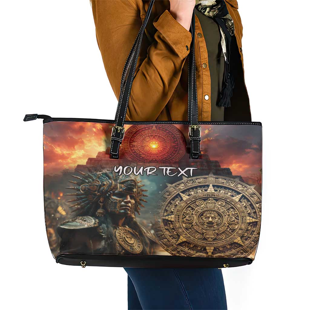 Personalized Mexican Aztec Warriors Leather Tote Bag LT18