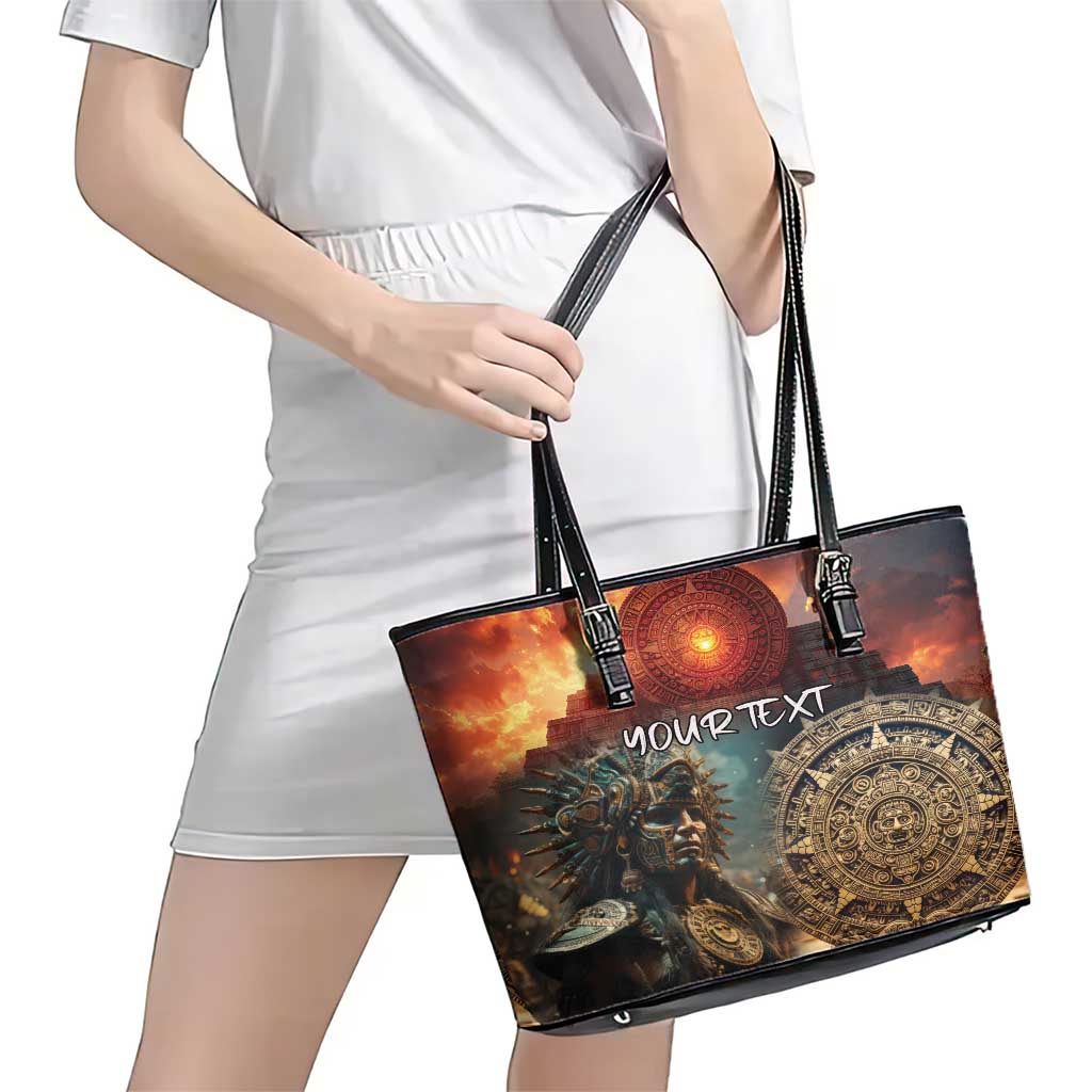 Personalized Mexican Aztec Warriors Leather Tote Bag LT18